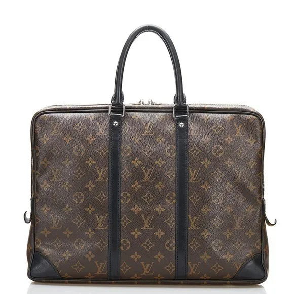 Louis Vuitton Monogram Macassar Porte Document Voyage Bag M40225 Brown Black ... - Picture 3 of 10